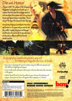 Way of the Samurai box cover back